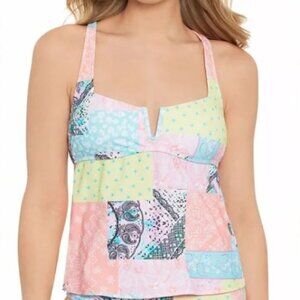 Salt + Cove Printed V-Wire Tanikini Top Junior's Size S NWT